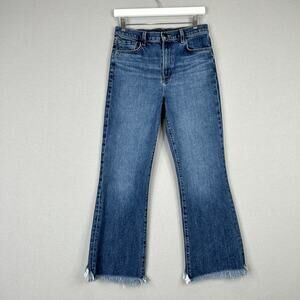 J Brand Julia Flare Jeans Womens 28 Blue Romance Frayed Hem Retro Boho Festival